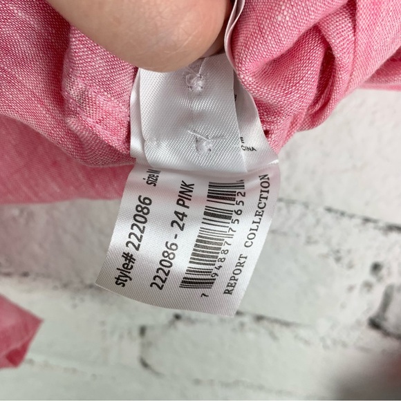 Report Collection Pink Linen Resort Button Down Medium - Picture 7 of 13